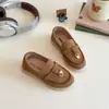 Zapatos de Cuero Versátiles Estilo Retro Casual con Borlas para Niñas Verano 2025 Nuevos Zapatos de Suela Suave Mocasines sin Cordones para Niños