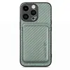 Adecuado para Apple 17 Pro Max Patrón de Fibra Soporte de Tarjeta de Separación Magnética 16E/15 Funda Trasera para Teléfono con Tarjeta