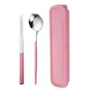 Aço Inoxidável Utensílios de Mesa Portáteis Colher Garfo Hashi Portugueses Conjunto de Três Peças Estudante Viagem ao Ar Livre Conjunto com Caixa de Armazenamento