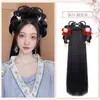 Peluca Hanfu con Diadema Integrada, Peinado Recogido Estilo Antiguo, Base de Peluca Tradicional para Peinado Hanfu de la Dinastía Ming