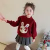 Suéter de Pelúcia de Coelho Estilo Coreano para Meninas Outono/Inverno 2026 Novo Estilo Moda Infantil Tricô Estiloso para Meninas