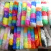 1000g Pelo de Coelho Sintético Estampado Listras Arco-Íris Coelho Flanela Cruzada Estampado Colorido Pelo de Coelho Grande Brinquedo Cachecol Tecido para Vestir em Casa