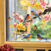 Fun-F1120 Flores Pintadas de Primavera, Ramas, Pájaros, Decoración Adhesiva para Embellecimiento de Espejos de Vidrio de Balcón al Aire Libre