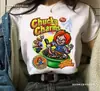 Camiseta Estampada Gráfica Chucky Moda Streetwear Casual Gola Redonda Manga Curta Tamanho Grande Feminina