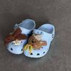 Zapatos tipo Croc Infantiles de Conejito Lindo de Dibujos Animados con Hebillas Florales y Accesorios Decorativos de Felpa 3D