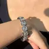 Pulsera Estilo Chi Cheng Amor Inverso, Pulsera de Diamantes Azúcar Helado de Lujo Ligero, Pulsera Unisex Versátil Hip-Hop de Alta Gama Totalmente Diamantada