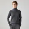 Outono e Inverno 100% Caxemira Pura Tricô Elegante de Gola Alta para Mulheres Textura de Caxemira Macia e Flexível Suéter de Estilo Básico Solto