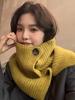 [Mi cabeza no es redonda] gorro bufanda cuello bufanda de invierno para mujer estilo coreano color sólido cálido protección para el cuello chal tejido