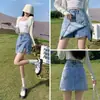 Mini saia jeans de cintura alta para mulheres, estilo fino de verão, nova saia mini versátil da moda 2026 para mulheres baixinhas