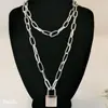 Joias Transfronteiriças Europeias e Americanas, Colar Personalizado com Cadeado e Chave, Corrente para Suéter para Homens e Mulheres, Colar Elegante Simples em Formato de Cadeado, Requintado