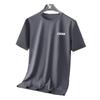 Camiseta masculina de manga curta com estampa de cor sólida, malha de seda gelada, coringa, camisa de base solta, roupas masculinas por atacado