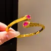 Pulsera Abierta de Zircón Vintage Forma de Gota de Agua, Pulsera Estilo Palacio Retro, Joyería de Lujo Ligero de Gama Alta al por Mayor