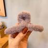 Horquilla de pelo de conejo de imitación con pinza de peluche para otoño e invierno, para niña coreana, suave, para sujetar el pelo, con pinza de tiburón