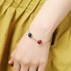 Pulsera Badu Crystal Cristal Fresa Cuarzo Rosa Estudiante Mejor Amiga Doble Cuenta Sencillo Dije Flor de Durazno Joyería Cadena Estilo Ins