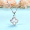 Elaine Jewelry S925 Trébol de cuatro hojas con incrustaciones de diamantes Colgante de plata esterlina Cristal azul Moda Lujo ligero Versátil Collar elegante para mujer