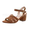 Juyuan En Stock Estilo Nuevo Europeo y Americano Talla Grande Zapatos de Mujer Estilo Vacaciones de Verano Sandalias Marrones para Mujer