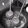 Escova de Panela de Aço Inoxidável Cozinha Especial Cabo Escova para Lavar Panelas Bola de Aço Cabo Longo Escova de Limpeza para Lavar Louça Escova Descontaminante Artefato de Panela