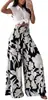 Pantalones de pierna ancha de cintura alta con estampado floral azul vintage de Amazon para mujer, con cintura elástica, silueta fluida y corte relajado