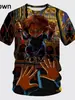 Nueva Moda Hombre Halloween Calle Divertido Horror Chagi Impresión Digital 3D Cuello Redondo Manga Corta Transfronterizo