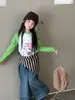 Camiseta de Manga Raglán Estilo Coreano para Niñas Yuyu Princess Otoño Nueva Estampado de Dibujos Animados Holgada de Manga Larga Camiseta Básica