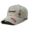Boné de Baseball Bordado com Letras Desgastadas Estilo Europeu e Americano Transfronteiriço, Boné de Sol para Casal, Chapéu Versátil da Moda para Estilo de Rua