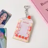 Portatarjetas Acrílico Estilo Ins para Pastel de Frutas, Protector de Tarjetas tipo Abanico, Colgante con Hebilla en Forma de Corazón, Portatarjeta de Autobús para Estudiantes