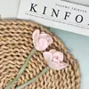 Flor Rosa Tulipa Estilo Europeu Artificial Xiao Jiao Flor Enrolada DIY Flor de Seda Flor Artificial Acessórios de Casamento Tecido Floral
