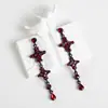 Pendientes Amazon transfronterizos, extragrandes, electrochapados, elegantes, de estilo largo, con un toque de alta gama, adornados con borlas y pedrería negra