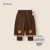 Roupas Infantis Youbao Calças Falsas de Duas Peças Inverno Novo Cor Sólida Versátil Calças Casuais para Crianças Calças Longas Cartoon para Meninas