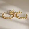 Pulseira Jieding de Ouro 18K com Zircônia, Camada Dupla Aberta, Aço Titânio Antidesgaste, Acessórios de Luxo Leve de Alta Qualidade, Aço Inoxidável