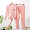 Conjunto de ropa interior térmica de otoño para niños con cuello medio, conjunto de ropa interior térmica para niñas, pijamas para niños, camisetas interiores para niños pequeñas y medianas para estudiantes
