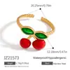 Anillo de Acero Inoxidable Europeo y Americano Estilo Fresco y Dulce Serie de Frutas Manzana Cereza Sandía Color Dorado 18K Anillo Conservador de Color