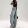Jeans Rasgados Retrô Americano Azul para Mulheres 2025 Primavera e Verão Novo Reto Solto Emagrecedor Perna Larga Calças Compridas
