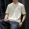 [100% Algodão Puro] Camiseta High Street Masculina Manga Curta Verão Gola Redonda Cor Lisa Camisa de Base Manga Meia Manga Trbottomy