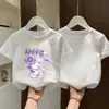 Nuevas camisetas de verano para niños mayores, ropa infantil de algodón puro con dibujos animados, camisetas elegantes y modernas, camisetas de manga corta para niñas