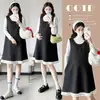 Conjunto de Dos Piezas de Maternidad Estilo Coreano Nuevo Otoño/Invierno 2026: Vestido de Maternidad con Suéter + Chaleco de Lana