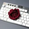Chapeau de flor de rosa redonda de flanela, adorno de cabeça para chapéu, decoração de caixa de presente, leque de PU, produção de broche, flor de seda para comércio exterior, atacado