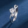 Anillo de moissanita de imitación en vivo de red roja parlanchina transfronteriza para mujer 1 quilate seis garras anillo de boda fábrica venta al por mayor joyería de comercio exterior