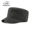 Gorro de Lana para Hombre, Estilo Otoño e Invierno, Forrado de Felpa y Engrosado, Sombrero de Sol de Copa Plana, Gorra Militar Simple de Color Sólido para Mujer, Gorra de Pico de Moda
