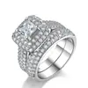 Conjunto de Alianças de Casamento em Zircônia com Toque de Luxo Leve e de Alto Padrão para Mulheres, Requintado para Banquetes de Casamento, em Estoque R3400A-R3400C
