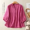 Camisa Elegante de Mujer con Cuello Volante de Manga Corta y Diseño de Manga Media, Estilo Vintage Nuevo Verano 2026