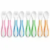 Tenedor y Cuchara de Entrenamiento para Niños Alimento Complementario para Bebés Mango Curvo Set de Cuchara y Tenedor para Comer Solo Vajilla para Bebés y Niños Pequeños En Stock Venta al Por Mayor