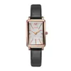 Goldie 21012 Relógio Quadrado Pequeno Estilo Retrô para Mulheres Pulseira Fina e Compacta Relógio de Quartzo Feminino Preto