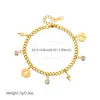 Pulseira Pingente Rodada Relâmpago Cruz Europeia e Americana Aço Inoxidável Banhado a Ouro Cravejado de Diamante Simples Versátil Joia Tendência Feminina