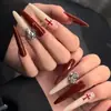 Venta Caliente en Douyin Uñas Portables Largas Francesas Arte de Uñas Hecho a Mano Uñas Puntiagudas Deseo Puro Producto Terminado de Gama Alta Transfronterizo Ojo de Gato Almendra