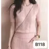 Top de Punto de Manga Corta de Color Sólido de Moda Elegante para Mujer, Estilo Coreano Cuello Redondo Hueco Tendencia Blusa Fábrica