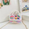 Bolso infantil de dibujos animados lindo, bolso cuadrado pequeño cruzado con cadena de moda, estilo occidental, color contrastante, bolso de hombro portátil para niñas, venta al por mayor
