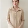 Cardigan de Cashmere para Bebê Feminino, Novo Estilo Outono/Inverno, Gola Alta em Fio Floral, Zíper Duplo, Elegante Casaco Suéter de Tricô Trançado