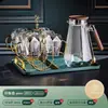 Jarra de Agua Fría de Madera de Nogal, Vidrio Resistente a Altas Temperaturas, Taza Doméstica para Té Frío y Agua Simple, Jarra de Agua Fría para Sala de Estar, Taza para Cold Brew, Jarra