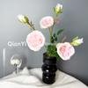 Rosa Artificial de Três Cabeças Rosa Austin Flor Artificial Arranjo de Chão para Casamento Atacado Transfronteiriço Flor de Seda Especial para Casamento